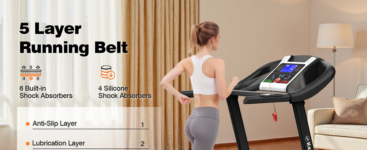 FYC Foldable Treadmill with Auto Incline (0-15°) – 3.5HP Quiet Motor, 400 lb Capacity, Bluetooth Speakers, APP Control, Shock Absorption, LCD Display & Heart Rate Monitor – Folding Treadmill for Home
