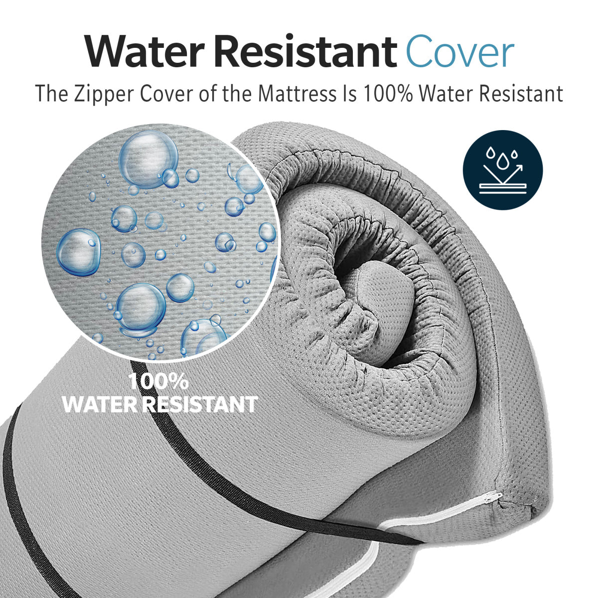 Memory Foam Camping Mattress - 75"x30"x3" Perfect for Outdoor Activities, RVs, Guest Rooms, and Dorms; Foldable, Portable, with Water-Resistant Zipper Cover, CertiPUR-US Certified