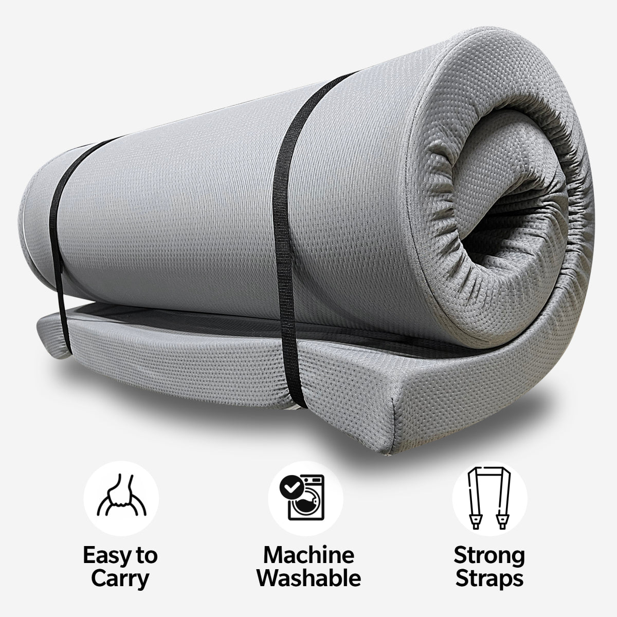Memory Foam Camping Mattress - 75"x30"x3" Perfect for Outdoor Activities, RVs, Guest Rooms, and Dorms; Foldable, Portable, with Water-Resistant Zipper Cover, CertiPUR-US Certified