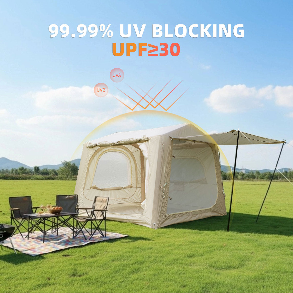 Inflatable Tents for Camping,suv tent , Easy Setup InflatableTent 4 Season Tent, Waterproof Oxford Air Glamping Tents for Camping Adult 4/6/8 Person