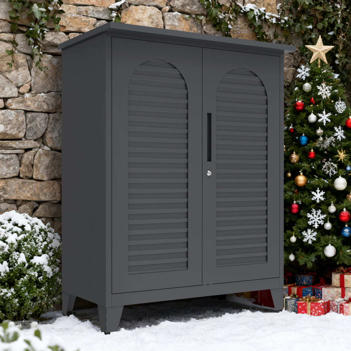 47'' Tall Metal Tool Storage Cabinet, with Ample Storage Space for Garage,Warehouse,Garden,Office, Living Room,Bathroom,Utility Room ( Slate )