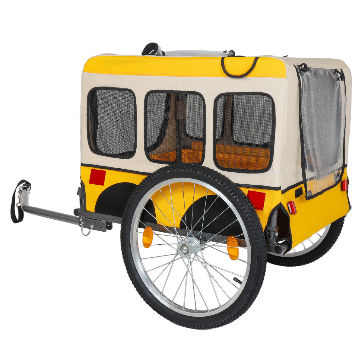 Large Folding Bike Trailer for Dogs – Heavy-Duty Steel Frame, Spacious Design with 20-Inch Wheels for All-Terrain Cycling, Jogging & Camping Adventure extra fat width 20-1/8in wheel