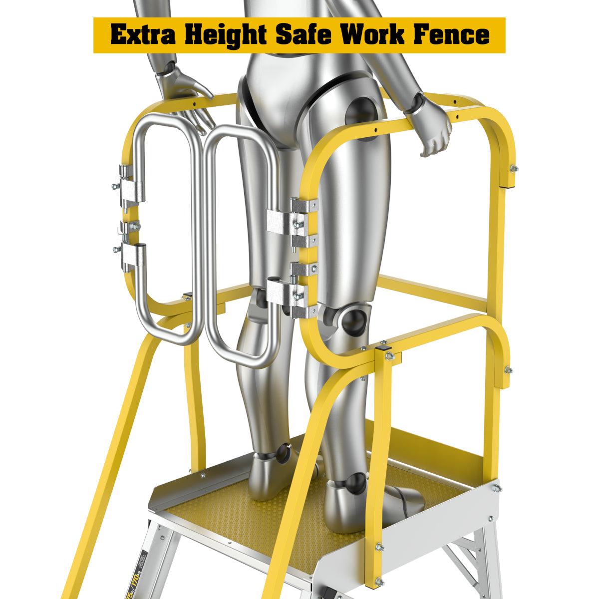 6 Step 375lbs Aluminum Rolling Platform Ladder