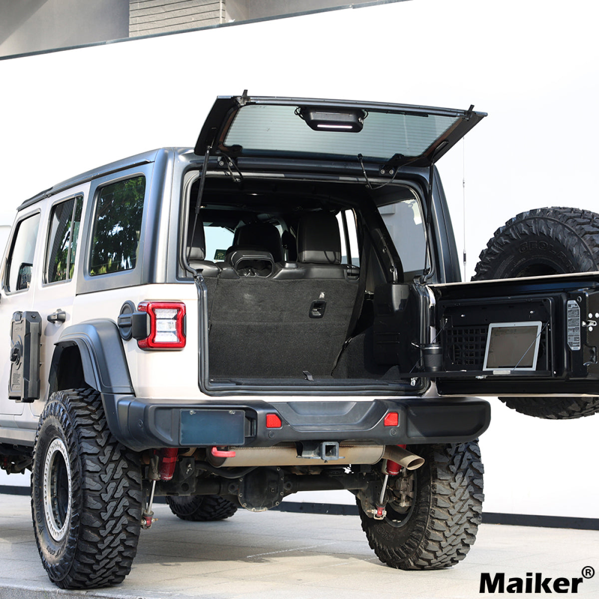2-Tier Tailgate Table Rear Foldable Storage Cargo Rack Outdoor Camping Desk for 2007-2022 Jeep Wrangler JK&JL 4 Door (Not Fit JK Models with Stock Subwoofer)