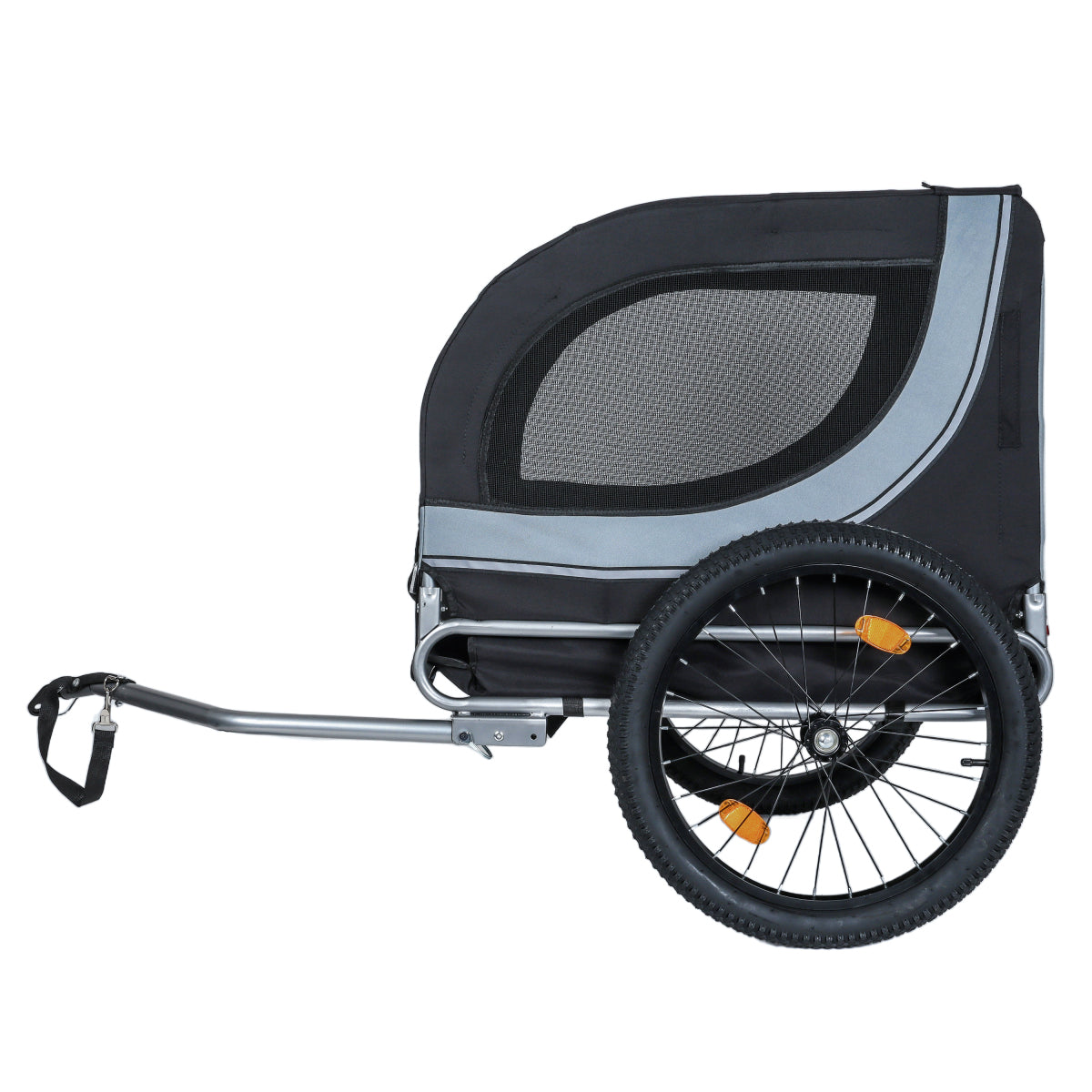 Large Folding Bike Trailer for Dogs – 100LB Capacity All-Terrain Pet Carrier, Durable Steel Frame for Cycling, Jogging, Camping & Outdoor Adventures, Black- Grey 20 1/8 width fat tire,extra mat inside