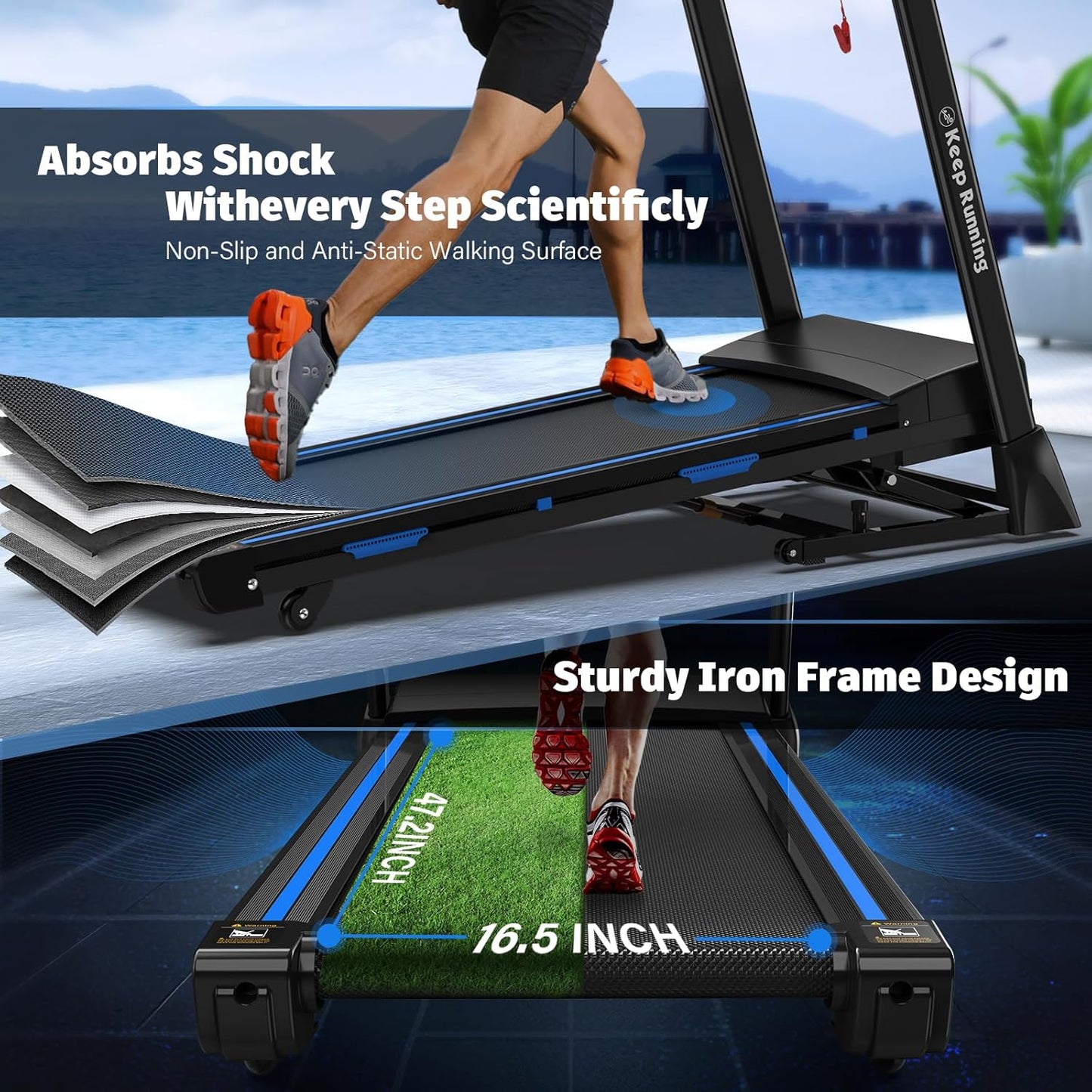 FYC Foldable Treadmill with Auto Incline (0-15°) – 3.5HP Quiet Motor, 400 lb Capacity, Bluetooth Speakers, APP Control, Shock Absorption, LCD Display & Heart Rate Monitor – Folding Treadmill for Home