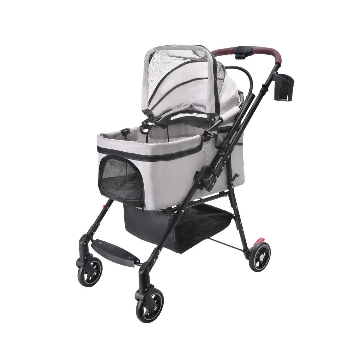 4-Wheel Foldable Pet Stroller for Dogs & Cats  360° Rotating Wheels, Separable Carrier & Travel Bag for Small Animals