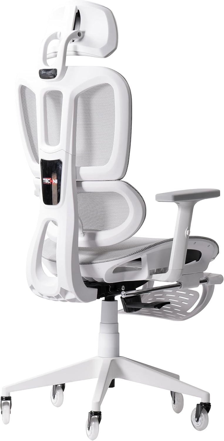 Ergonomic Mesh Gaming Chairs with Footrest 350 Lbs, High Back Breathable Office Chair,Comfy Adjustable Office Desk Chair with Lumbar Support for Adults,Cute Reclining Gamer Swivel Chairs,Whitegray