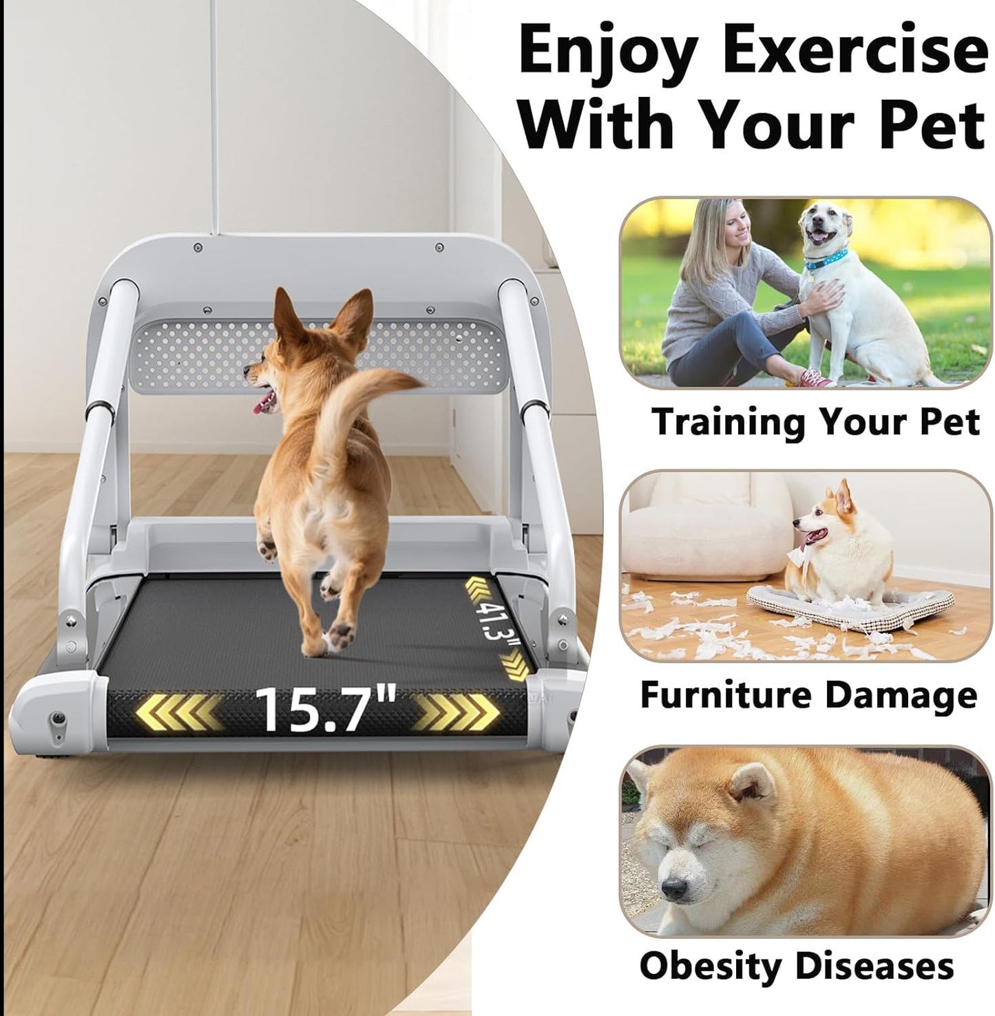 Dog Treadmill for Small and Medium Dogs, Pet Running Machine, Dog Indoor Pacer Treadmill with Remote Control, Dog Pacer Training Pad with LCD Display Screen and Remote